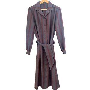 Vintage Aguascutum Long Sleeve Wool Button Front Dress